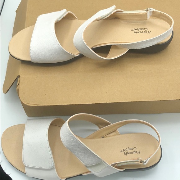 Heavenly Comfort White Leather Sandals - Picture 1 of 5
